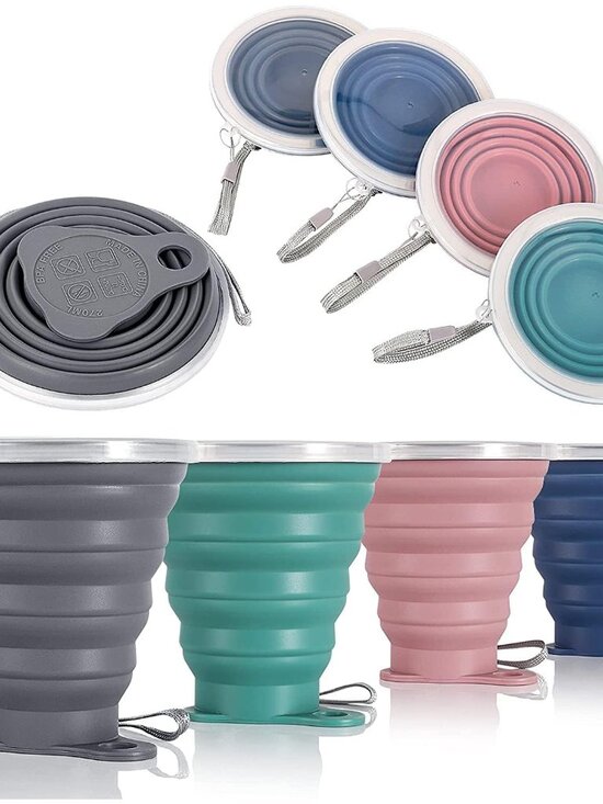 Other - Silicone Collapsible Travel Cup - Silicone Folding Camping Cup with Lids - Expan